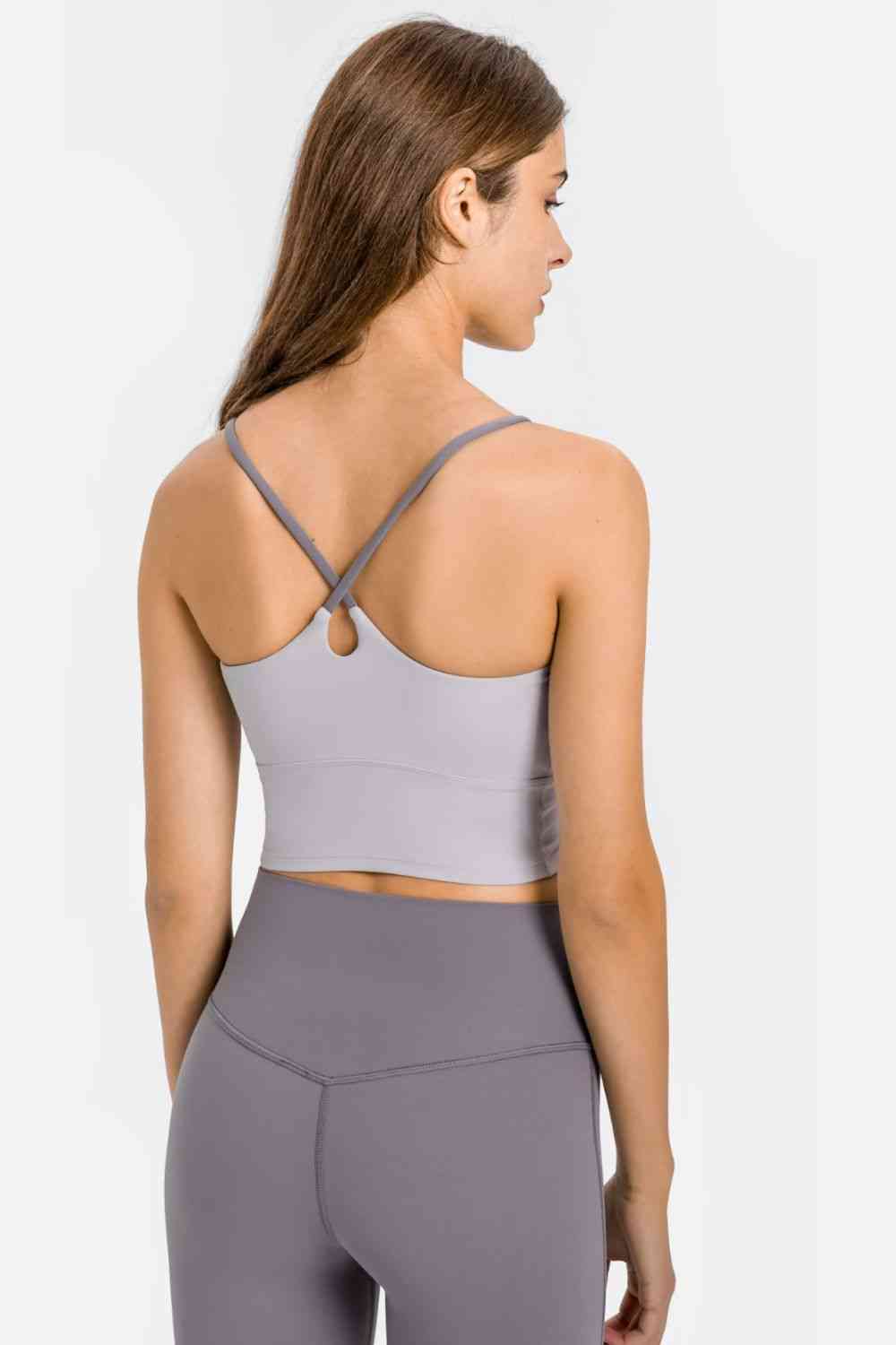 Crisscross Back Scoop Neck Sports Cami - Ladyez