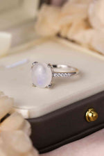 High Quality Natural Moonstone 925 Sterling Silver Side Stone Ring - Ladyez