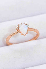 18K Rose Gold-Plated Pear Shape Natural Moonstone Ring - Ladyez