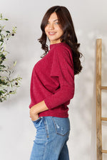 BOMBOM Drop Shoulder Long Sleeve Blouse - Ladyez