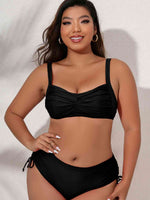 Plus Size Twist Front Tied Bikini Set - Ladyez