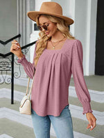 Square Neck Puff Sleeve Blouse - Ladyez