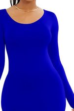 Round Neck Long Sleeve Maxi Wrap Dress - Ladyez