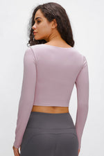 Long Sleeve Cropped Top With Sports Strap - Ladyez