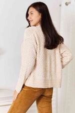 Double Take Open Front Long Sleeve Cardigan - Ladyez