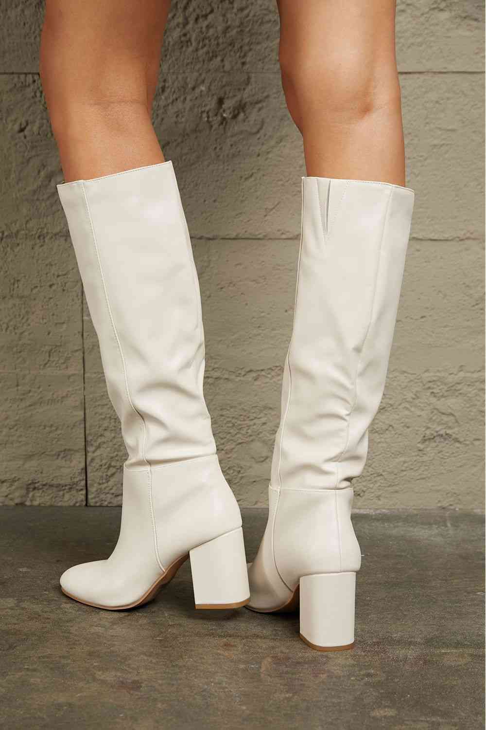 East Lion Corp Block Heel Knee High Boots - Ladyez