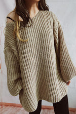 Boat Neck Dropped Shoulder Mini Sweater Dress - Ladyez