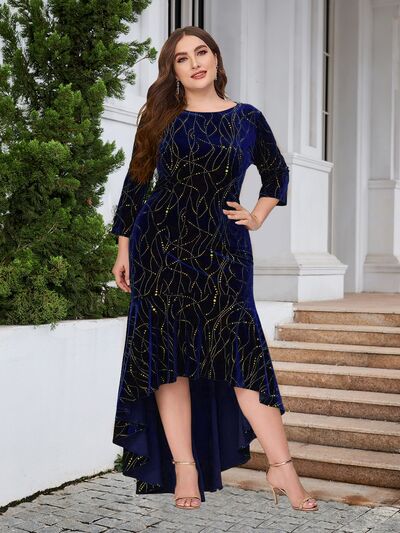 Plus Size Ruffle Hem High-Low Dress - Ladyez