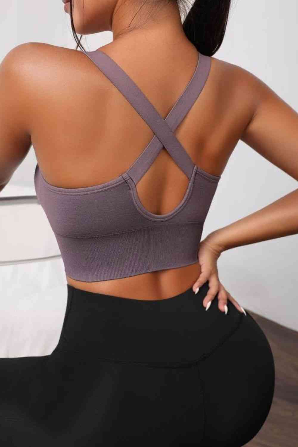 Scoop Neck Long Active Bra - Ladyez