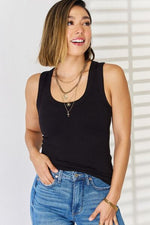 Zenana Ribbed Square Neck Racerback Tank - Ladyez