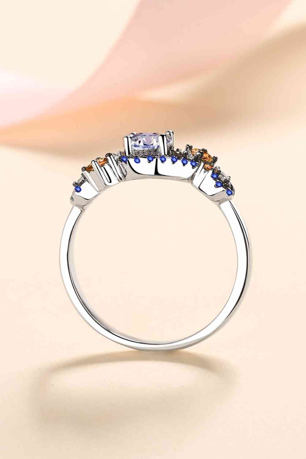 Moissanite Contrast 925 Sterling Silver Ring - Ladyez