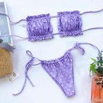 Frill Trim Ruched Bikini Set - Ladyez