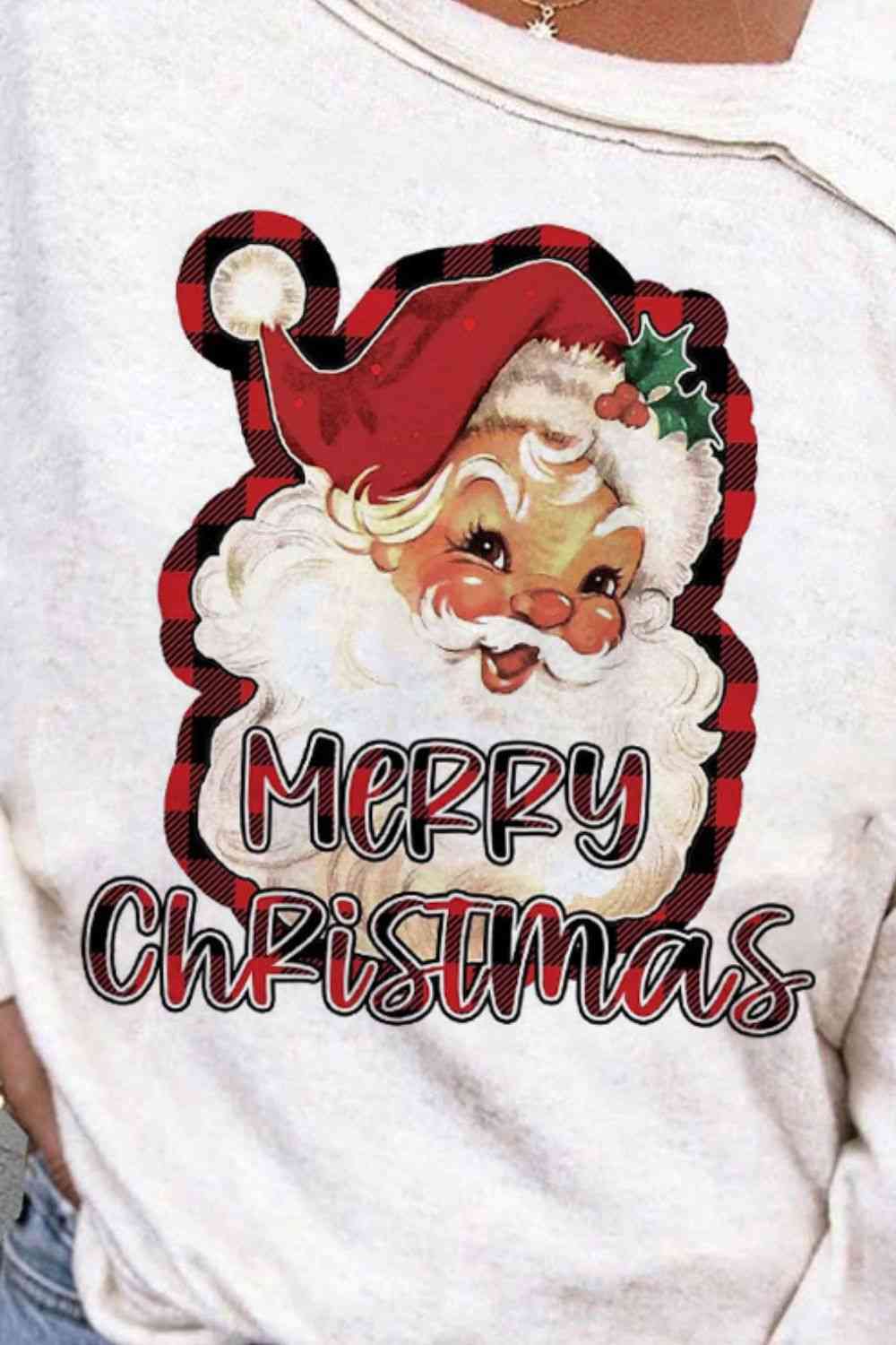 MERRY CHRISTMAS Graphic Asymmetrical Neck Top - Ladyez