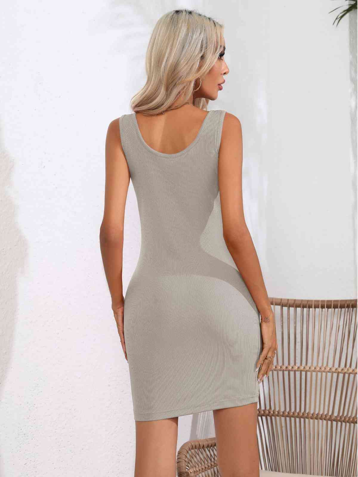 Scoop Neck Sleeveless Bodycon Dress - Ladyez