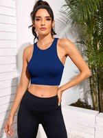 Cropped Round Neck Sports Tank Top - Ladyez