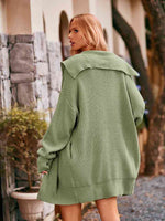 Dropped Shoulder Long Sleeve Cardigan - Ladyez