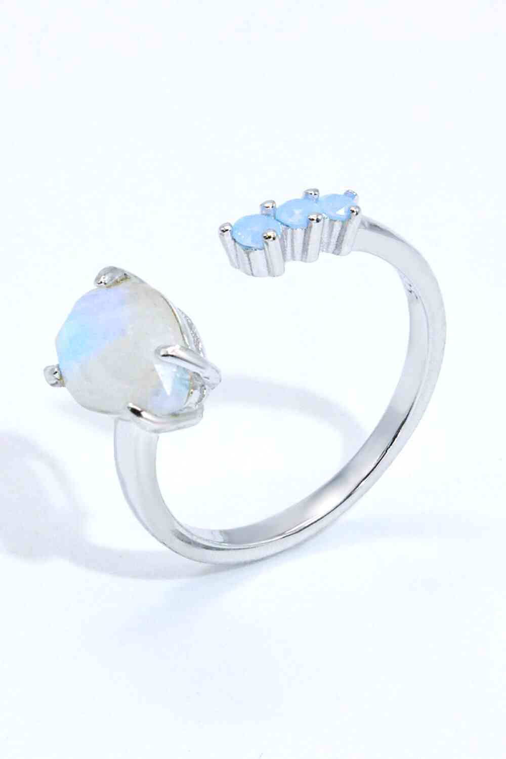 18K Rose Gold-Plated Moonstone Open Ring - Ladyez