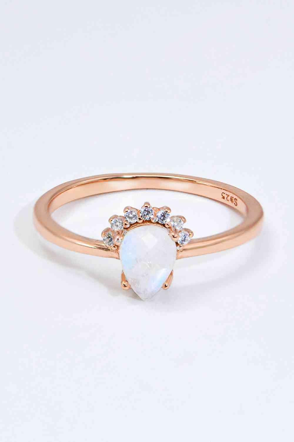 18K Rose Gold-Plated Pear Shape Natural Moonstone Ring - Ladyez