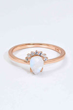 18K Rose Gold-Plated Pear Shape Natural Moonstone Ring - Ladyez