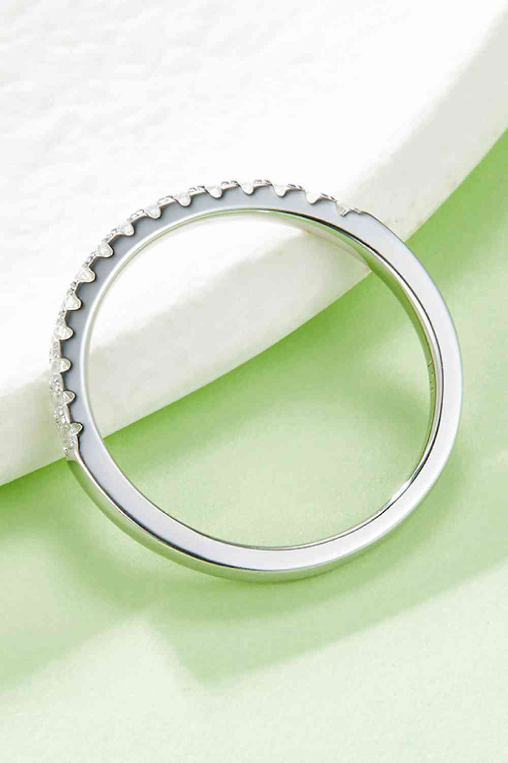 Moissanite Platinum-Plated Half-Eternity Ring - Ladyez