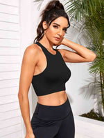 Cropped Round Neck Sports Tank Top - Ladyez