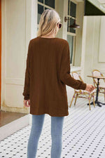 Long Sleeve Pocketed Cardigan - Ladyez