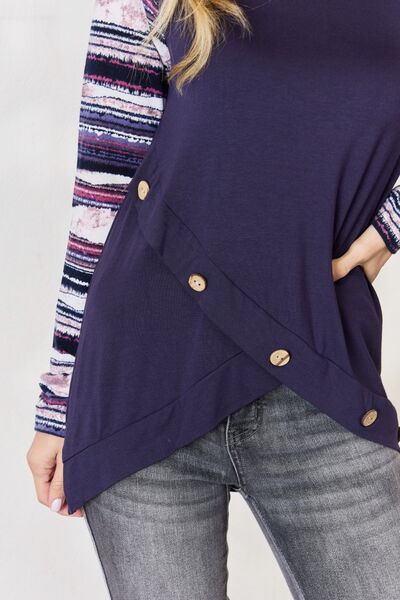 Celeste Full Size Buttoned Striped Long Sleeve Top - Ladyez