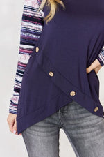 Celeste Full Size Buttoned Striped Long Sleeve Top - Ladyez