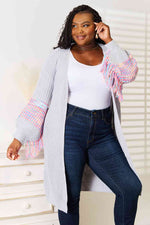 Woven Right Fringe Sleeve Dropped Shoulder Cardigan - Ladyez