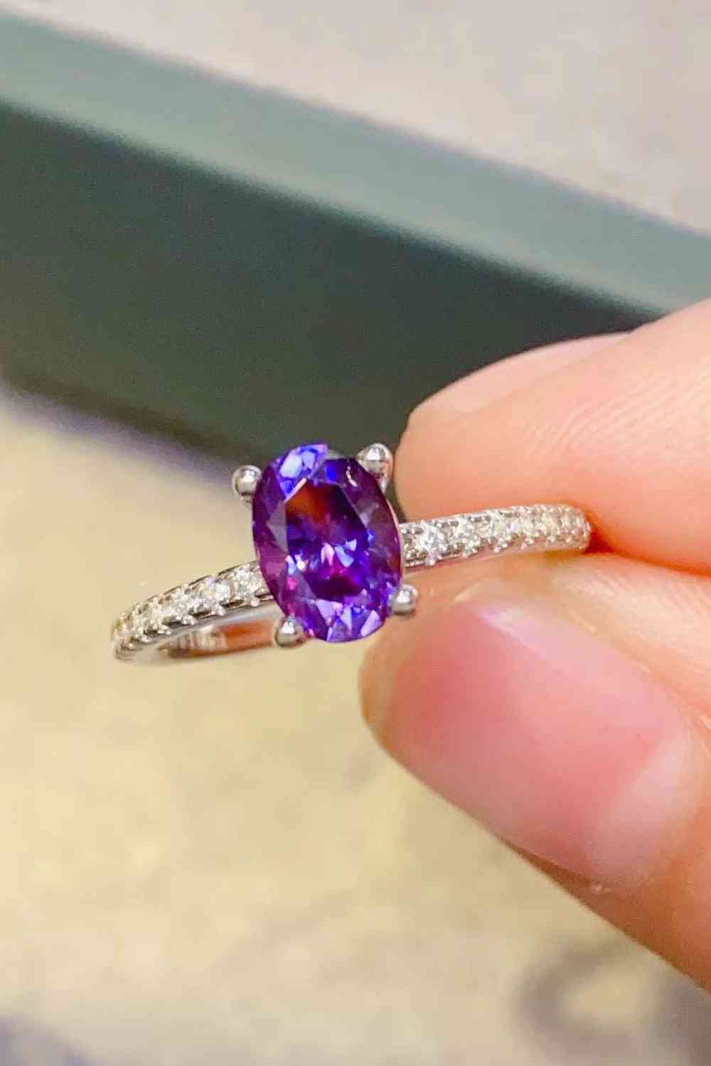 1 Carat Purple Moissanite 4-Prong Ring - Ladyez