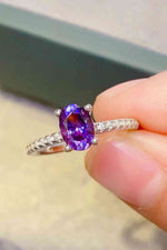 1 Carat Purple Moissanite 4-Prong Ring - Ladyez