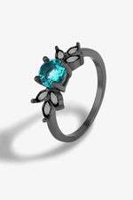 Paraiba Blue Zircon Leaf Ring - Ladyez