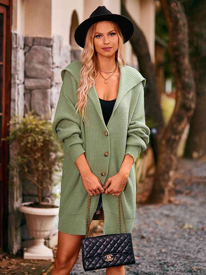 Dropped Shoulder Long Sleeve Cardigan - Ladyez