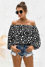 Polka Dot Off-Shoulder Layered Blouse - Ladyez