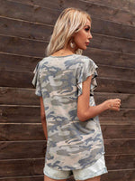 Round Neck Butterfly Sleeve Top - Ladyez