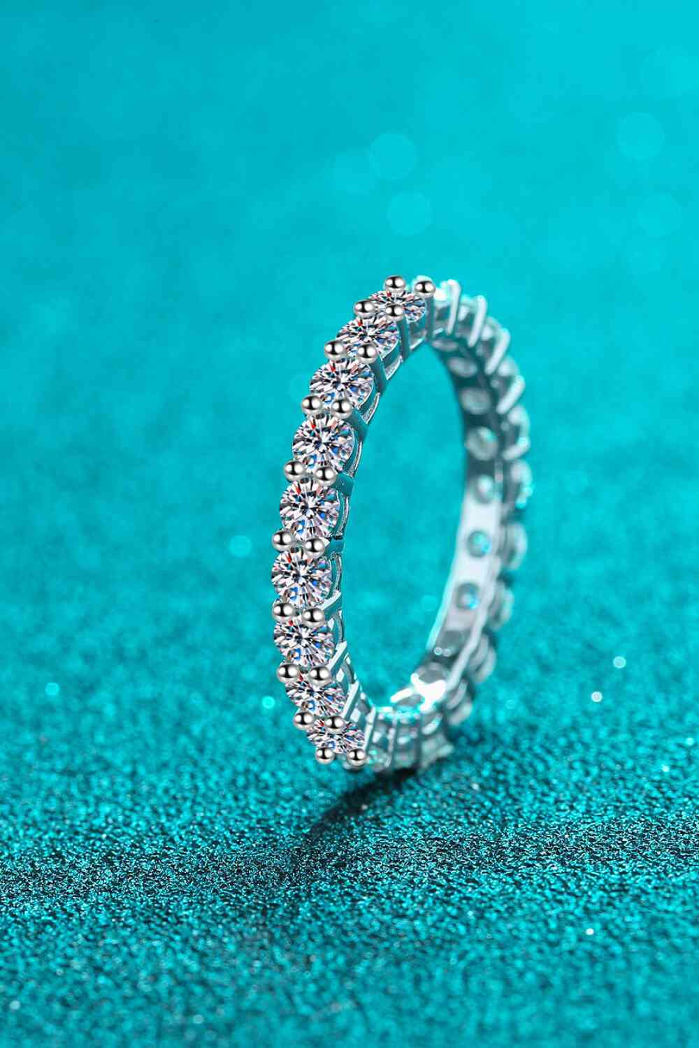 Moissanite Rhodium-Plated Ring - Ladyez
