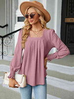 Square Neck Puff Sleeve Blouse - Ladyez