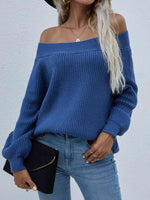 Double Take Off-Shoulder Rib-Knit Sweater - Ladyez