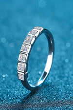 Moissanite Rhodium-Plated Half-Eternity Ring - Ladyez