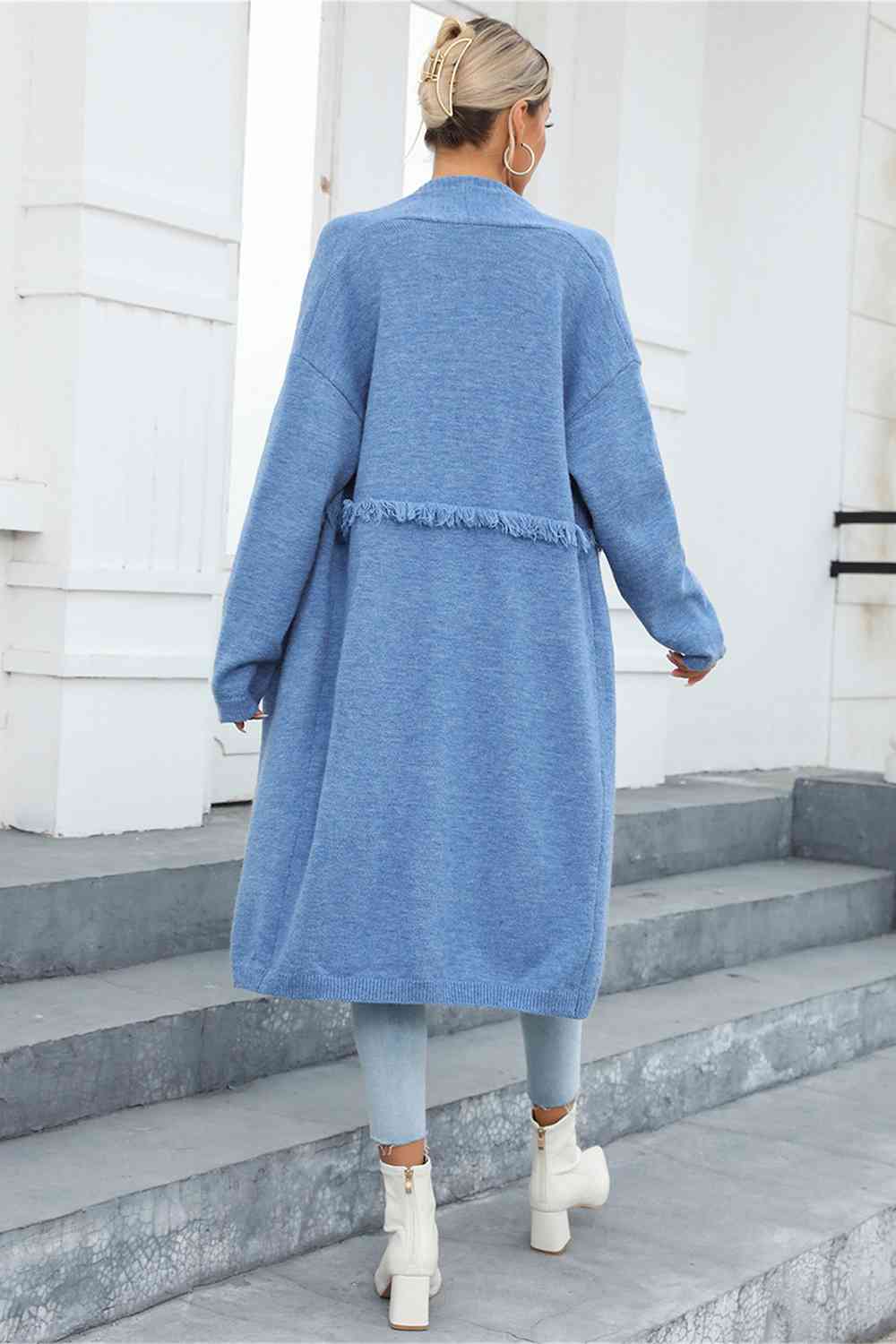 Open Front Pocketed Cardigan - Ladyez