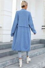 Open Front Pocketed Cardigan - Ladyez