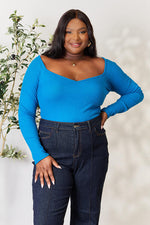 Culture Code Full Size Ribbed Sweetheart Neck Knit Top - Ladyez