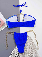 Chain Detail Halter Neck Bikini Set - Ladyez