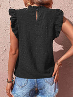 Swiss Dot Butterfly Sleeve Top - Ladyez