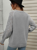 Double Take Rib-Knit Plunge Raglan Sleeve Cardigan - Ladyez