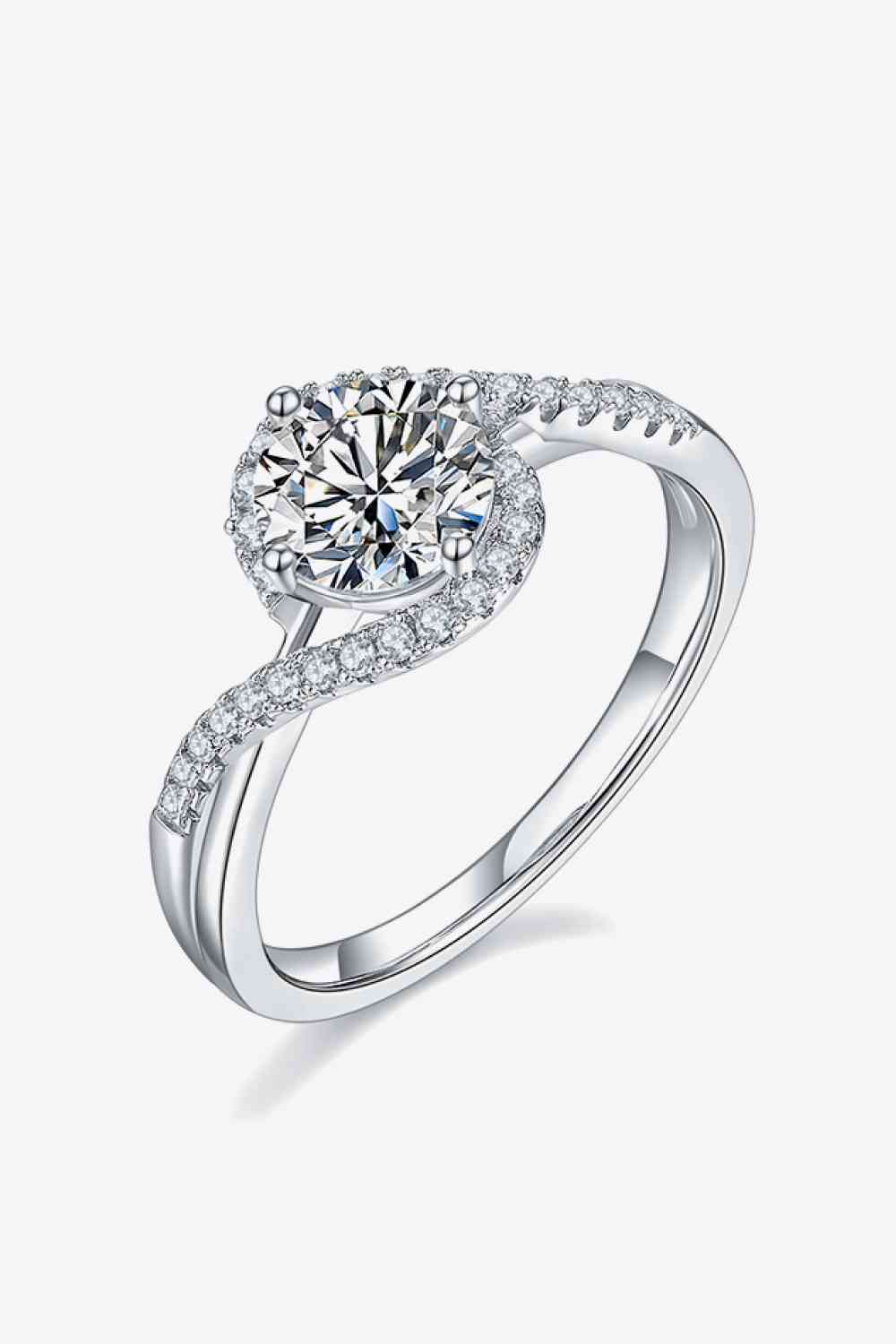Adored 1 Carat Moissanite 925 Sterling Silver Crisscross Ring - Ladyez