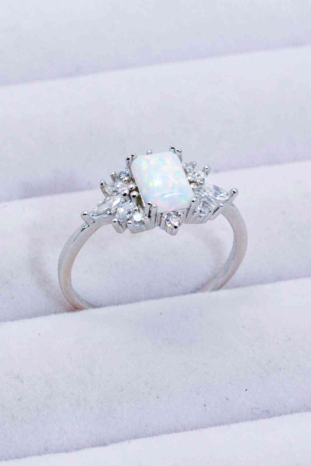 925 Sterling Silver Zircon and Opal Ring - Ladyez