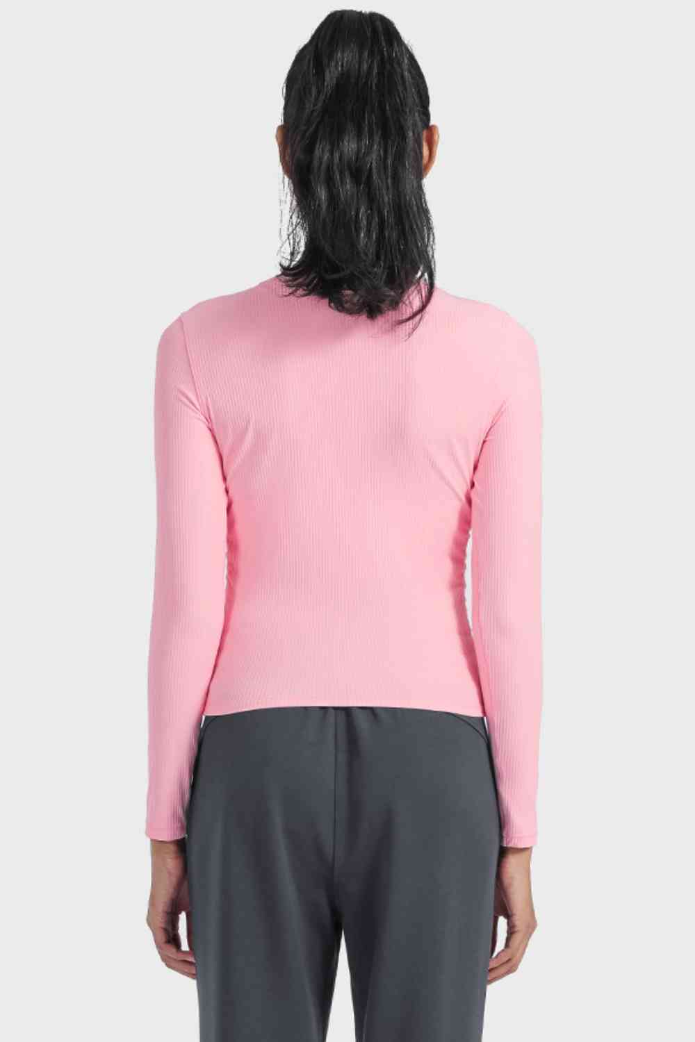 Round Neck Long Sleeve Sports Top - Ladyez