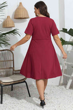 Plus Size Round Neck Openwork Dress - Ladyez