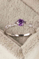 Inlaid Amethyst 4-Prong Ring - Ladyez